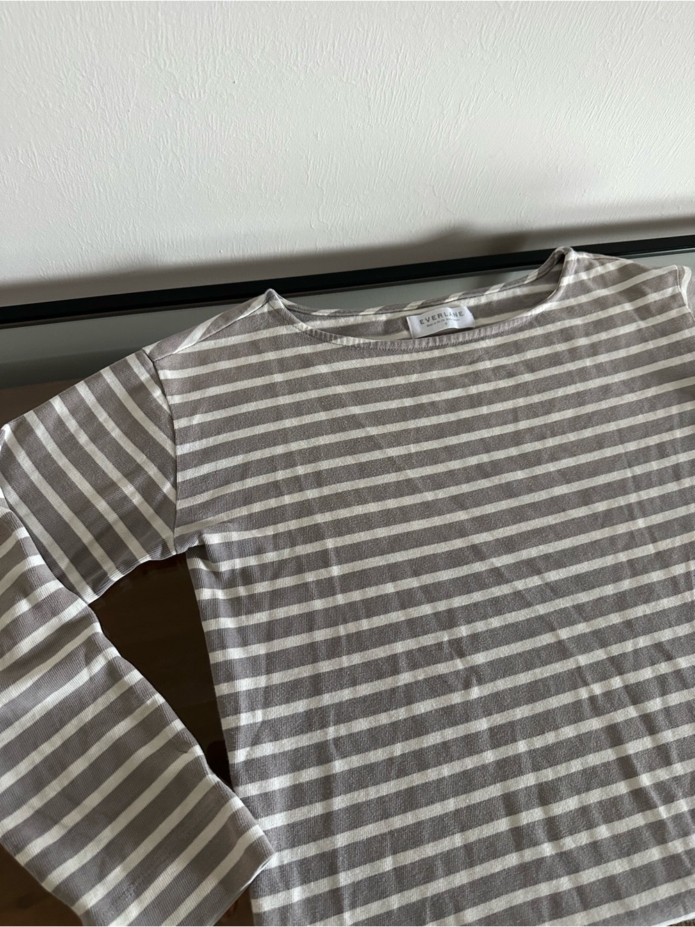Everlane Gray Striped 100% Cotton Long Sleeve Shirt Top Size S